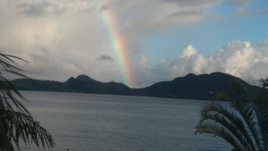 View of St. Kitts from Nevis with rainbow bonus.